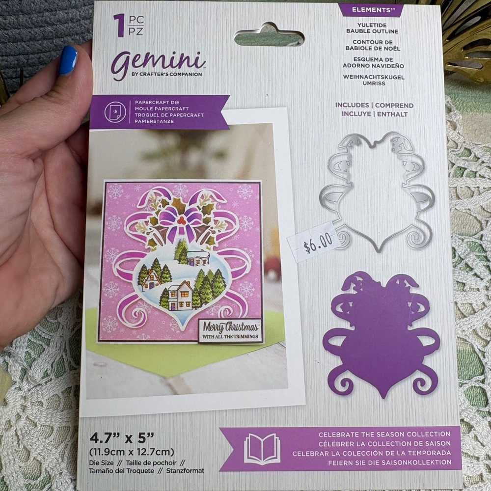 Gemini Crafters Companion Yuletide Bauble Papercraft Die Christmas Silver